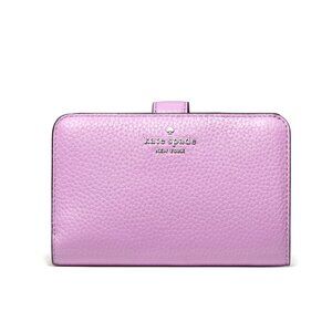 New Kate Spade Lena Medium Compact Bifold Wallet Pebble Leather Wisteria